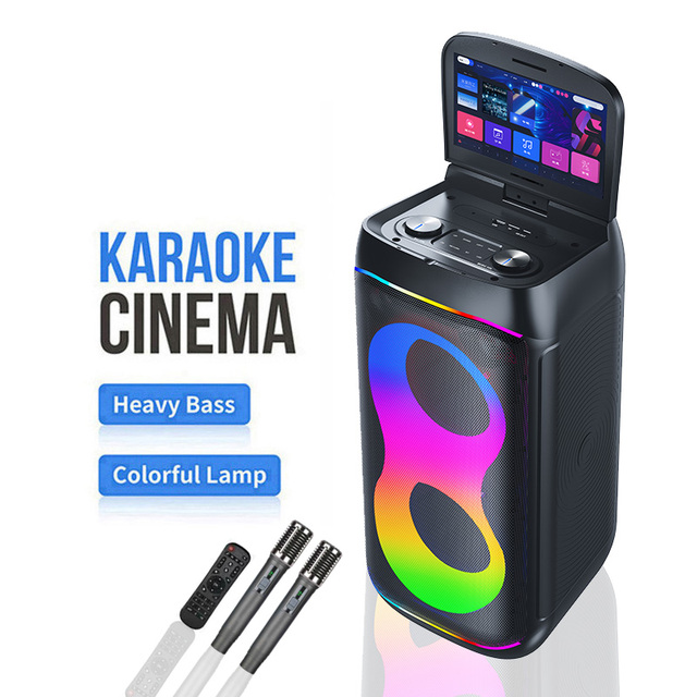 GD-1066 All-in-one High Quality Smart Screen Portable Karaoke Speaker With 2 Microphones Lyrics Display Screen for Party