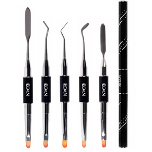 BQAN-mango de Metal para manicura, brocha de Gel con logotipo personalizado, doble extremo, para <span class=keywords><strong>arte</strong></span> de uñas, espátula, herramienta de pinceles de polietileno para pintura de uñas - Product Image 1