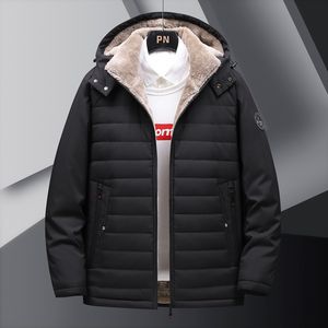 Chaqueta acolchada de algodón 2025 con logotipo personalizado, chaqueta de invierno para hombre, a prueba de viento y con relleno de terciopelo, chaqueta acolchada de algodón para hombres de mediana edad. - Product Image 3