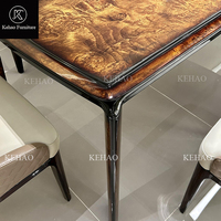 Meubles de maison de luxe ensemble de dîner en cuir moderne rectangulaire ensemble de table à manger en placage de bois ensemble de chaises de salle à manger 6 places