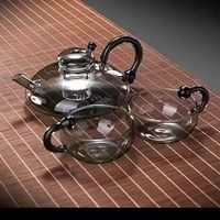 Théière en Verre à Haute Température, Dispositif de Préparation de Thé, Séparation Eau/Thé Parfumé, Poêle en Céramique Électrique, Service à Café et Thé Luxe Léger