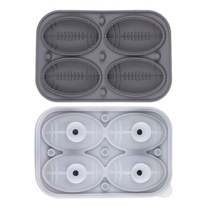 Venta al por mayor personalizado fútbol baloncesto Rugby pelota comida redonda gran cocina Bar silicona hielo rejilla molde cubo bandeja con contenedor - Product Image 2