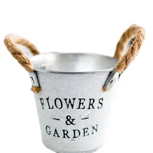 American style Antique Small metal planter pot Home & garden iron succulent artificial flower Bucket Storage
