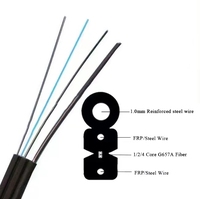 Kabel Drop Metal FTTH Single-mode 1 Serat G.657A1 Standar Fleksibilitas Tinggi Jaket LSZH/PVC Warna Sesuai Pesanan
