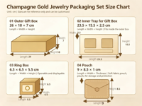 Nouveauté, boîte à bijoux carrée en or champagne de luxe, boîte à bague en diamant, boîte à boucles d'oreilles, boîte à pendentif avec boîte extérieure en papier, emballage de bijoux