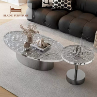 BLAINE Table basse moderne de luxe avec cadre en acier inoxydable Table centrale en verre cristal acrylique convertible pour salon
