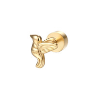 Boucles d'oreilles clous en argent sterling S925 plaqué or 14 carats, motif nature |   Fleur, abeille, oiseau, libellule |   Pierres facettées à fixation par vis