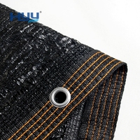 Toile d'ombrage noire en tricot plat avec bordure en sangle et œillets - Prête à l'emploi, haute résistance au vent