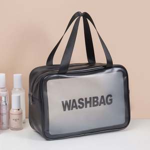 Portable Waterproof PVC Transparent Makeup <b>Bag</b> <b>with</b> <b>Zipper</b> Closure Letter Pattern Fashion Design High Quality <b>Storage</b> - Product Image 3