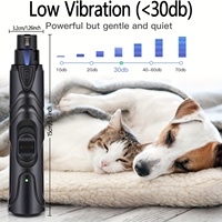 Lime à ongles pour animaux de compagnie, faible bruit, vibrations, LED, rechargeable, portable, outil de soin des griffes pour chiens et chats, toutes races, en plastique