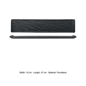 Black Stone Effect Serving Platter 47 × 10 cm Rectangular Porcelain M1934 - Product Image 3