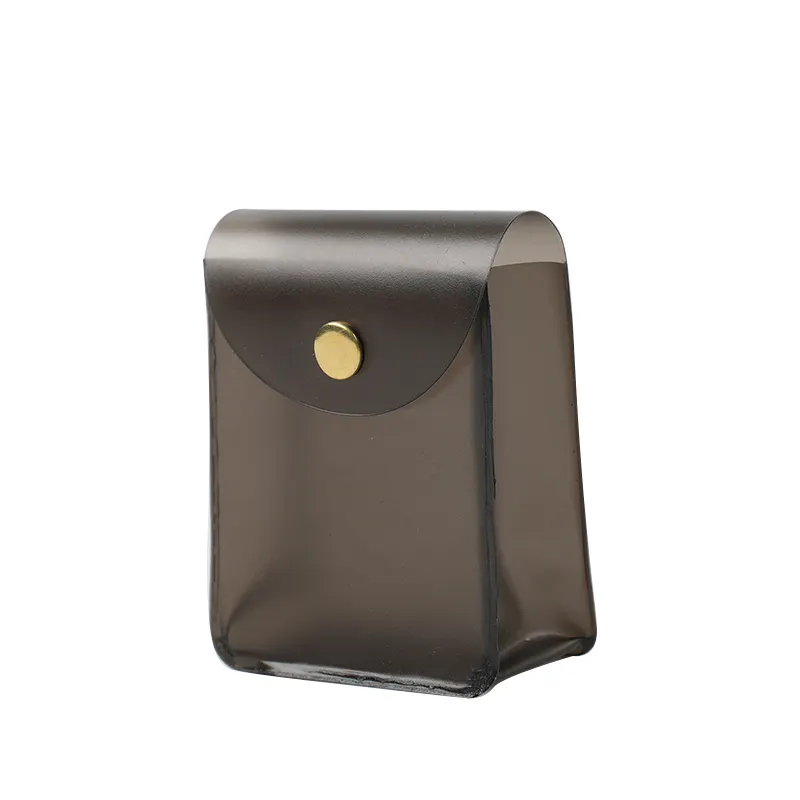 Customized color pvc clear button bag transparent travel makeup bag pouch with metal snap button
