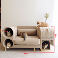 Maison pour chat moderne en bois-plastique imperméable, design niche d'arbre, lit luxueux et confortable, fermeture éclair, usage intérieur, fabriqué en Chine