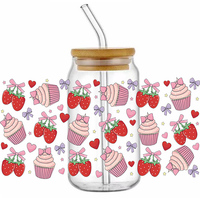 Schattige Fruitcake 16oz Tumbler Wrap Duurzaam Waterdicht Plastic met Transferdruk Zeefdruk Plastisol Materiaal