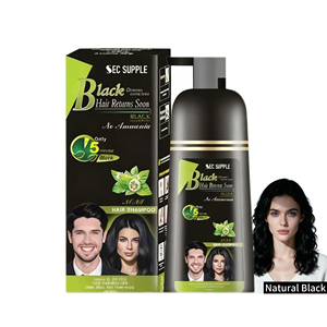 Crème colorante cosmétique Jelslik <span class=keywords><strong>Bio</strong></span> 400ML, 100% couverture des cheveux gris, teinture pour cheveux noirs sans ammoniaque, huile d'argan naturelle, semi-permanente - Product Image 1