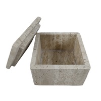HZX boîte en travertin en marbre plateau présentoir à bijoux porte-gâteau boîte de rangement pour la maison porte-organisateur en pierre naturelle cadeau cosmétique