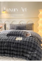 Ensemble de draps de lit de luxe en fausse fourrure de lapin à grosses bulles 4 pièces ensemble de housse de couette couette couvre-lit épais drap plat ensemble de literie pour l'hiver
