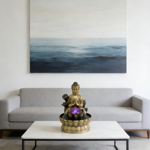 <span class=keywords><strong>Fontaine</strong></span> d'eau avec statue de Bouddha et boule LED lumineuse, décoration zen avec lotus, <span class=keywords><strong>fontaine</strong></span> de table pour la maison et le bureau - Product Image 3