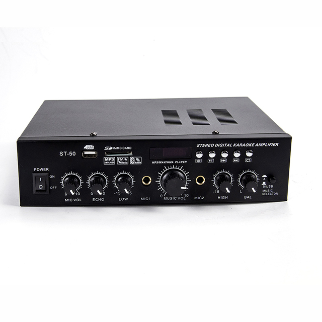 Minsound ST-50 Professional Audio Video Lighting Karaoke System Digital ECHO AV 4-Channel Mixer Aluminum Power Amplifier Echo