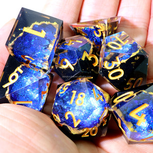 Bộ xúc xắc <span class=keywords><strong>RPG</strong></span> đa diện <span class=keywords><strong>m</strong></span>àu xanh geode, xúc xắc nhựa DND thủ công cho ngục tối và Rồng & trò chơi trên bàn Adventures-G4 nhập vai - Product Image 6