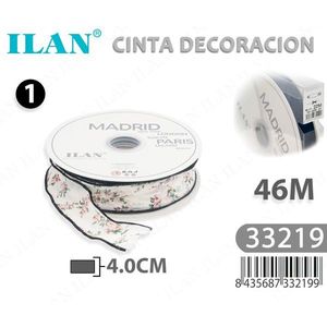 ริบบิ้นตกแต่ง ILAN ขนาด 4.0 ซม. ยาว 46 ม. ลายดอกไม้ สำหรับงานประดิษฐ์และห่อของขวัญ - Product Image 3