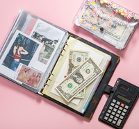 Carpeta de Presupuesto con 6 Anillas A5/A6, Bolsa con Cierre para Efectivo, PVC, en Oferta
