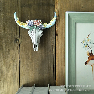 Décoration murale en résine Qi Hang en forme de tête de taureau avec succulentes et cactus pour la décoration intérieure, salon, ornement de fête - Product Image 4