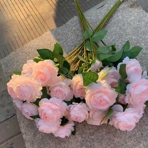 Fiori Artificiali di Peonia in Seta di Alta Qualità a 3 Teste per Matrimoni, Feste, Banchetti, Hotel, Sale e Decorazioni per la Casa - Product Image 6