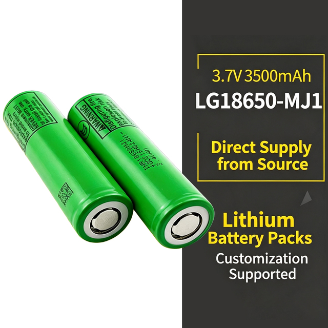 Grade a Lithium Battery Cell INR18650 MJ1 3.7V 18650 3500mAh 10A Cylindrical Lithium Ion Batteries for Home Energy Storage