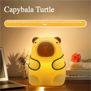 Lampe de chevet en silicone Capybara, 3 niveaux de luminosité réglables, LED 7 couleurs, minuterie 30 minutes, cadeau idéal pour chambre d'enfant - Product Image 3