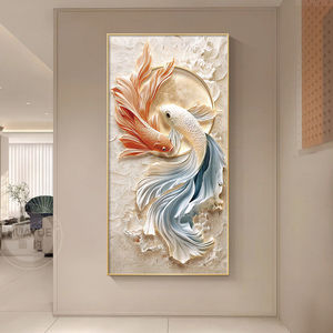 Quadro moderno da parete 2026: Nuovo Dipinto Decorativo con <span class=keywords><strong>Pesci</strong></span> Koi Incorniciato per Soggiorno, Sfondo, Parete, Ingresso, Corridoio, Murale - Product Image 4