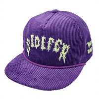Casquette Snapback Vintage en Velours Côtelé à Visière Plate, Broderie Œil Horreur Gothique, Style Skateboard Urbain Y2K Punk, Design Personnalisé