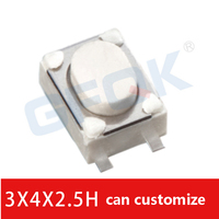 Bouton de télécommande de voiture 3*4*2.5mm 4 broches SMD Tact Switch Micro SMD Tactile Push Button Switch SERIES TACT SWITCH