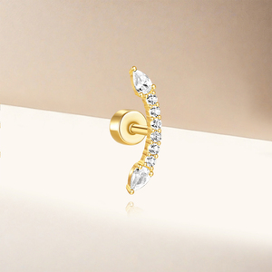 Pendientes de Plata 925 con Hilo Geométrico Mini Dorado para Mujer - Product Image 6