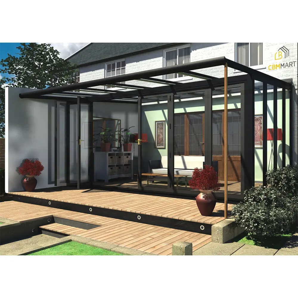 CBMmart Alfresco Veranda Mediterania Konservasi Struktur Kuat Kaca Verandas Bingkai Aluminium Rumah Kaca Sunroom