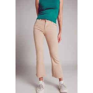 Jeans de Cintura Alta con Corte Acampanado en Color Arena - Product Image 3