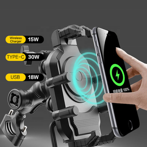 Soporte para Teléfono de Motocicleta con Cargador Inalámbrico de 15W y 30W Tipo-C, con Cubierta Protectora Solar, Antivibración y Antirrobo - Product Image 1