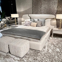 Italienisches Luxus-Doppelbettgestell aus Edelstahl mit Lederpolsterung, Modernes Bett in Anpassbarer Größe