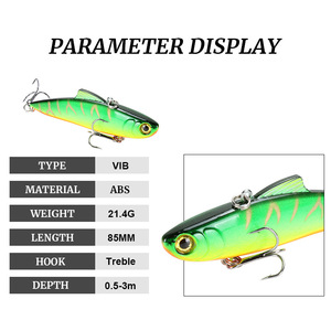 Vendite calde di fabbrica 8.5cm/21.4g esche da pesca VIB per pesce gatto a piedi, Pikes, carpa a quadri gialla - Product Image 4