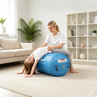 Tapis de gymnastique gonflable professionnel bleu de 80-120 cm pour l'entraînement, baril d'air avec gonfleur, usine OEM BSCI CE