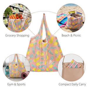 Reusable Shopping <b>Bag</b> 42x58cm <b>Foldable</b> Tote Grocery Fruit Print Pineapple Patterns Lightweight Shoulder Handle Eco <b>Bag</b> 4 Designs - Product Image 3