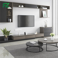 Meuble TV moderne de luxe en aluminium de style européen avec éclairage LED et fonction de rangement pour salon et appartement