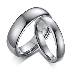 शादी के गहने सेट युगल 4mm 6mm टंगस्टन अंगूठी एक जोड़ी चांदी