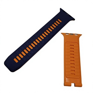 Bracelet de montre en silicone personnalisé avec design moulé bleu et orange, logo personnalisable pour montres intelligentes - Product Image 1