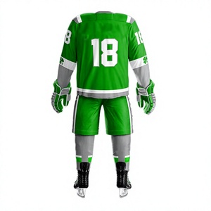 Uniforme de hockey sur glace vert pour homme, maillot personnalisé numéro 18, impression par sublimation, polyester respirant, tenue d'équipe adulte LONG MISSION - Product Image 6