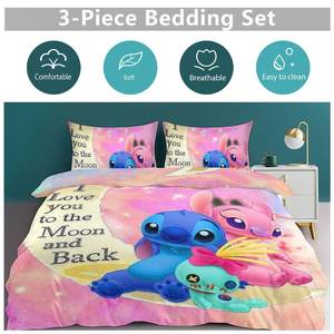 Personnalisé entièrement numérique 3D imprimé je t'aime drap de lit tissu housse de couette ensemble King Size concepteur dessin animé couple <span class=keywords><strong>série</strong></span> ensemble de literie - Product Image 3