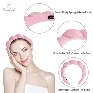 แถบคาดศีรษะสปาล้างหน้าสายรัดผมมาส์กดูแลผิวทำจากฟองน้ำสีทึบที่คาดผมปรับแต่งโลโก้ได้ - Product Image 2
