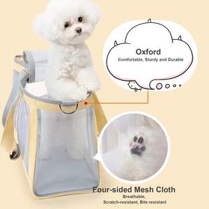 Taşınabilir katı örgü köpek ve kedi taşıyıcı katlanabilir fermuar kapatma ile evcil hayvan seyahat çantası nefes PU çanta küçük evcil hayvanlar için - Product Image 2