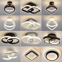 Plafonnier LED moderne noir pour couloir intérieur, luminaire de plafond carré moderne pour chambre à coucher, salon
