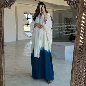 Vendita calda Kimono Abaya signore Tie tinge abiti sfumati bluse modeste Dubai Abaya donna abito musulmano